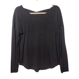 Athleta Womens Long Sleeve Top Size S Gray Gym Yoga Running Athletic Workout  Ap